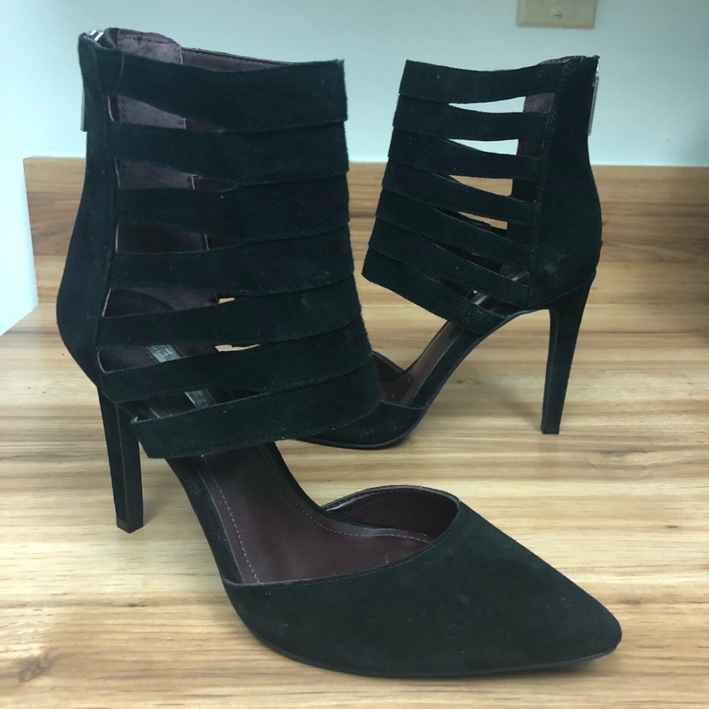 BCBGeneration Pointed Toe Zip Back Heels Velvet
